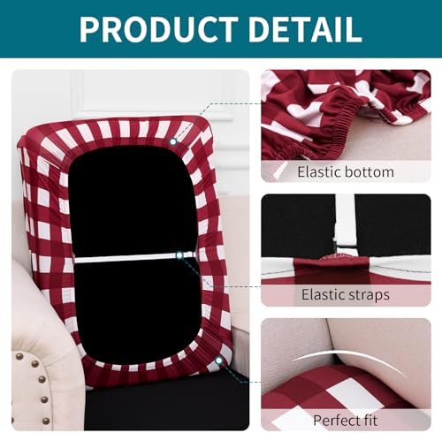 Hyha Red White Plaid Sofa Slipcover Cushion Covers