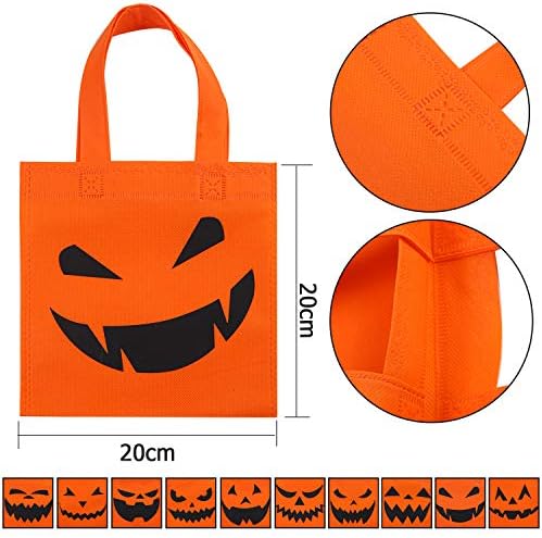Elcoho 30-Pack Halloween Non-Woven Tote Bags with Pumpkins