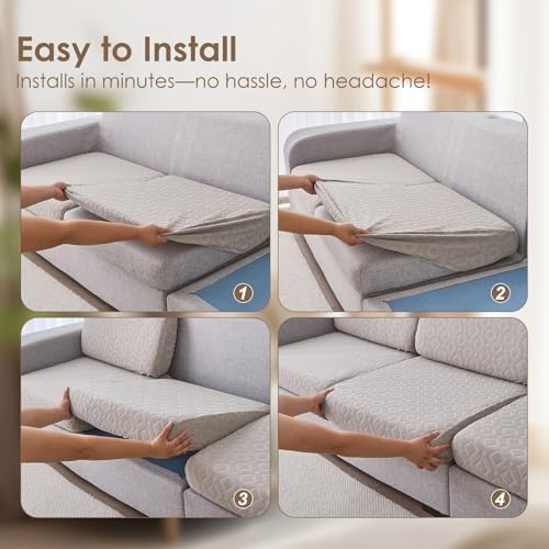 Genina Waterproof Stretch Sofa Cushion Covers with Elastic Bottom for Backrest
