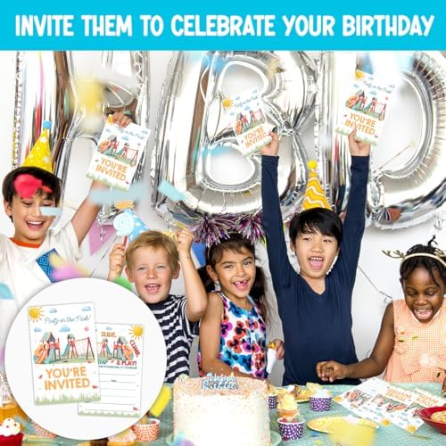 Park Theme Birthday Invitations with Envelopes