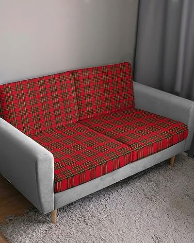 Red Green Checkered Sofa Cushion Covers Stretchy Elastic Slipcovers for Pets 2Pcs