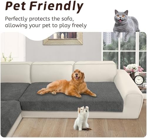 Arfntevss Plush Chenille L Shape Sofa Cover 3 Piece Set