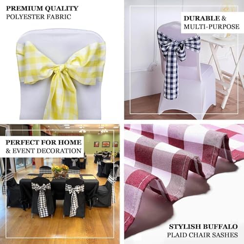 Efavormart 5pcs Buffalo Plaid Chair Sashes Covers