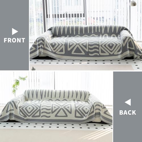 Boho Chenille Sofa Cover 71x118 Gray