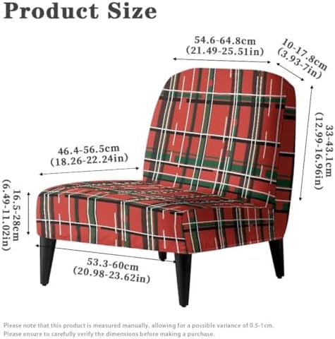 Christmas Plaid Armless Sofa Chair Cover with Removable Slipcover