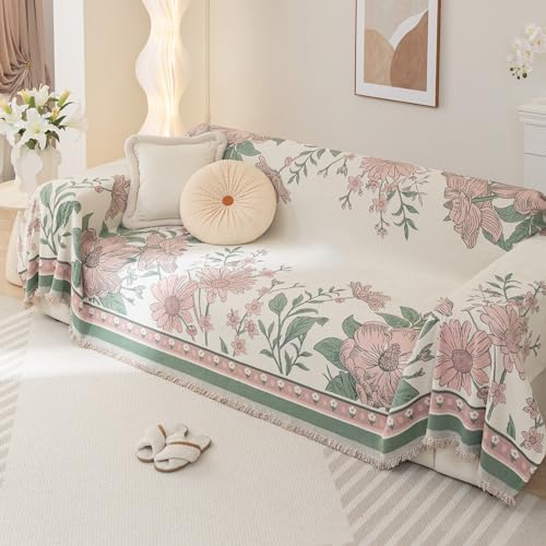DREAMINGO Floral Reversible Chenille Sofa Cover - 71x134