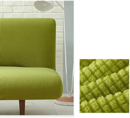 Hixingo Stretch Armless Futon Cover Elastic Bottom with Soft Check Pattern Pink
