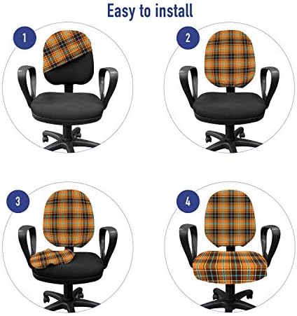 Ambesonne Brown Plaid Office Chair Slipcover Set
