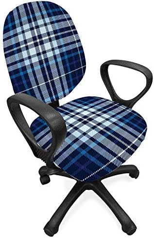 Ambesonne Navy Plaid Office Chair Slipcover Set