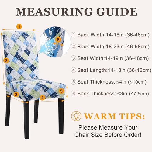 Sufdari Dining Chair Covers Set of 6 Green Blue Plaid