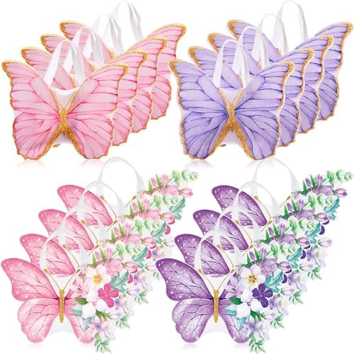 Silkfly 24 Pcs Colorful Butterfly Tote Bags