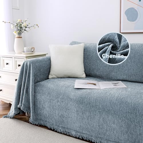 HVERSAILTEX Chenille Sofa Cover for Pets 71x118 Stone Blue