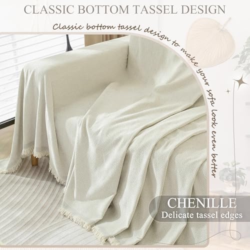 ALIECOM Corner Sectional Sofa Cover with Tassels