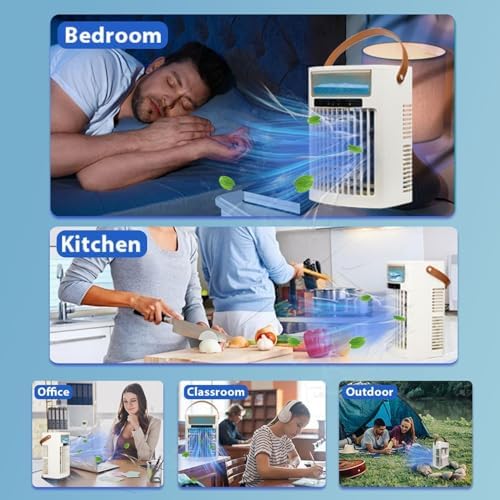 USB Portable Air Cooler with 5 Speeds and 7 LED Lights
