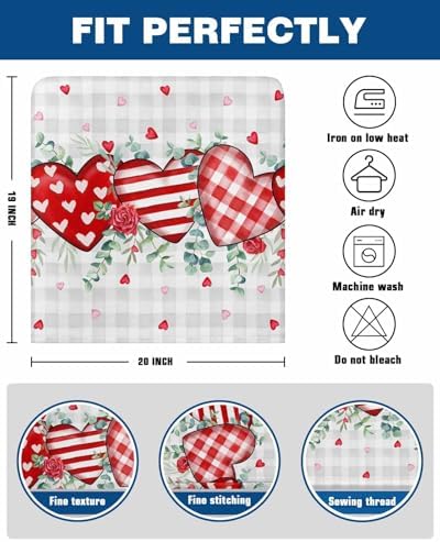 LooPoP Chair Covers Set of 4 Love Heart Red Plaid Eucalyptus