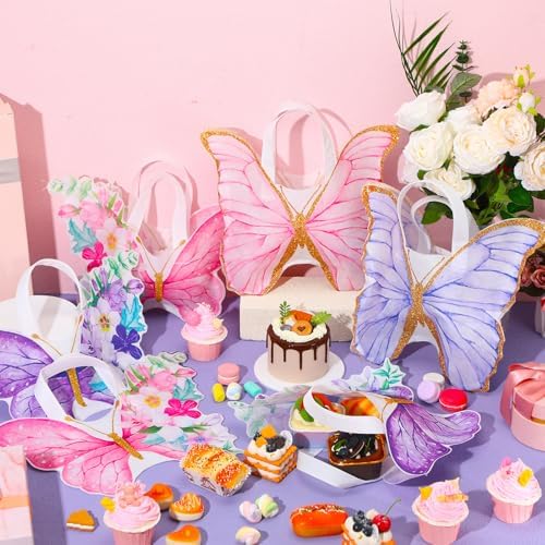 Silkfly 24 Pcs Colorful Butterfly Tote Bags