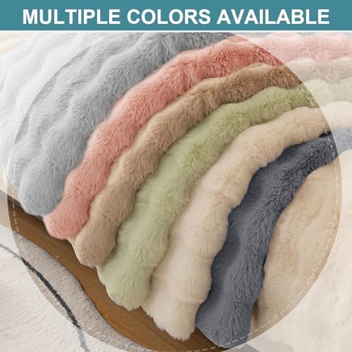 Thick Rabbit Plush Sofa Cover for 1-3 Seaters Dark Gray