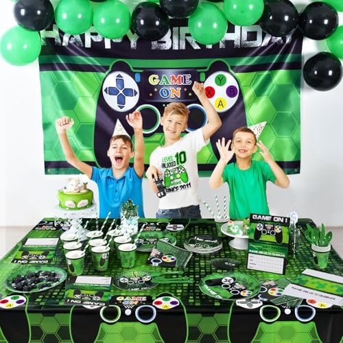 WERNNSAI 20 Set Video Game Birthday Invites with Green Envelopes
