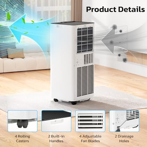 ZAFRO 10000 BTU Portable Air Conditioner with 4 Modes and Remote Control