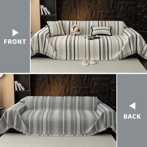 Striped Couch Cover Blankets Boho Style for Sofa and Recliner