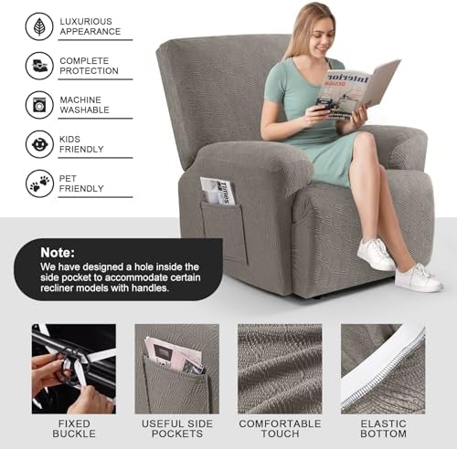 Timeles Extra Wide Recliner Chair Cover Taupe