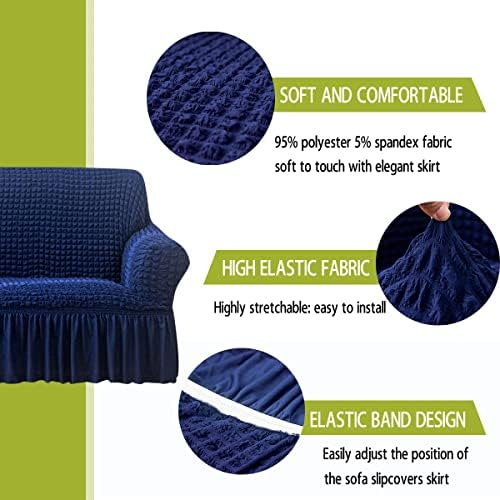 Qubjus Stretch Sofa Slipcover with Elastic Bottom and Skirt