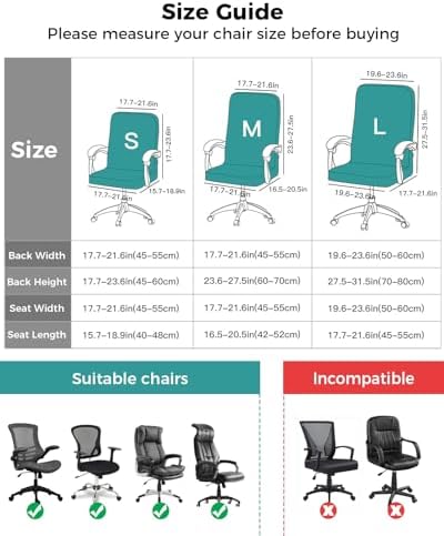 Savannan Large Office Chair Cover with Zipper and Arm Covers