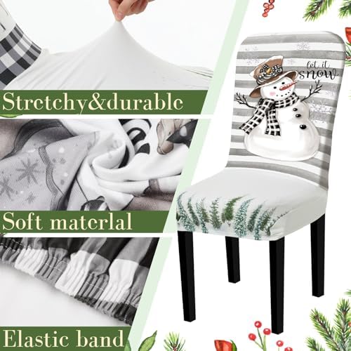 Preboun 6 Pcs Christmas Chair Covers Set Removable Washable Stretch