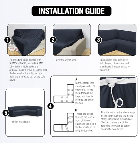 ALIECOM Velvet L-Shaped Sofa Cover with Slip-Proof Design