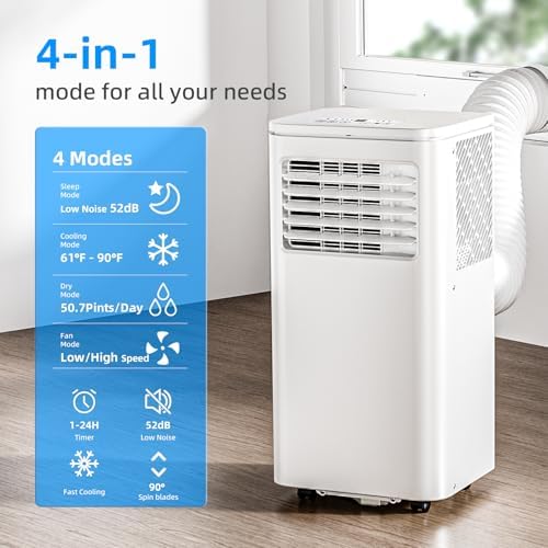 Antarctic Star 8000 BTU Portable AC Unit with Fan and Dehumidifier