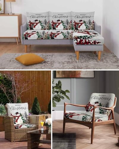 Grey Christmas Snowman Sofa Cushion Covers for L T Shape Sofas