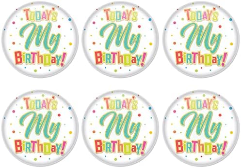 Beistle 6 Piece Birthday Button Badges with Pin Backs