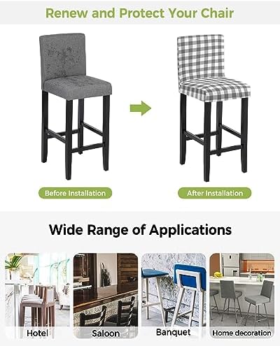 Gray Buffalo Check Bar Stool Covers Set of 4