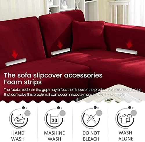 Elehealthy Sectional Sofa Covers 2 Pcs L Shape Couch Protector Red