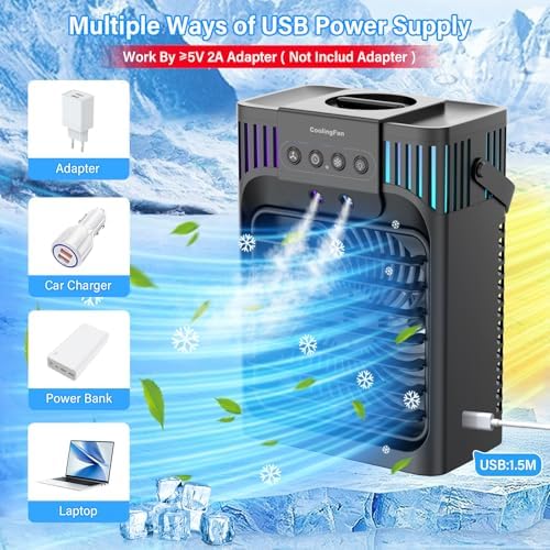 4-in-1 Portable Air Conditioner with Remote and 7 LED Light