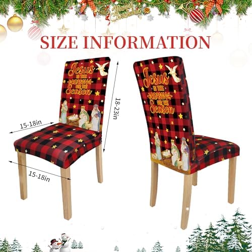 Fairooth Christmas Chair Covers with Nativity Design 4 Pcs