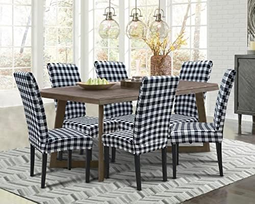 Springrico Chair Covers Set of 4 Buffalo Check Black White