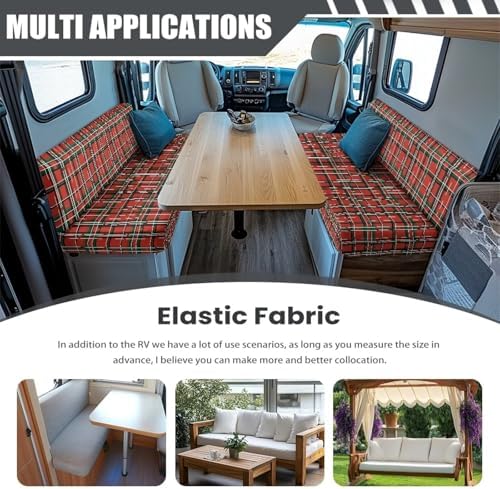 Red Plaid Stripe RV Sofa Cushion Covers