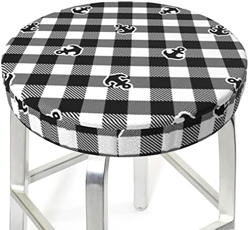 Anchor Black Tartan Plaid Bar Stool Cover 14 Inch