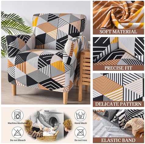 Ausing Armchair Cover Printed Slipcover for Living Room Office