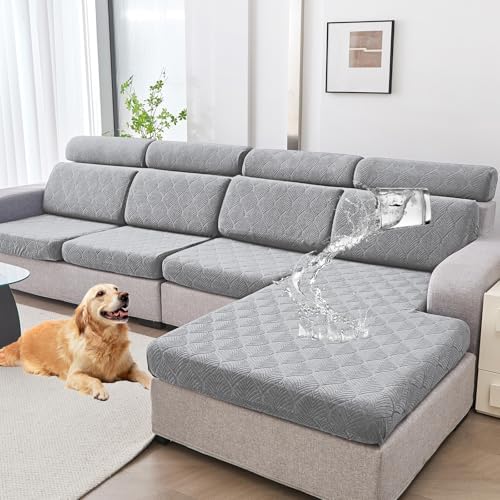 Genina Waterproof Couch Cushion Cover - L Shape Chaise Lounge Fit