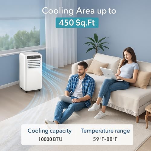 10000 BTU Portable AC Unit with Dehumidifier Fan and Remote Control