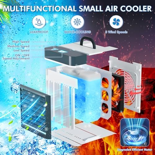 Portable Air Conditioner Fan with 3 Speeds and Anti-Leak Design