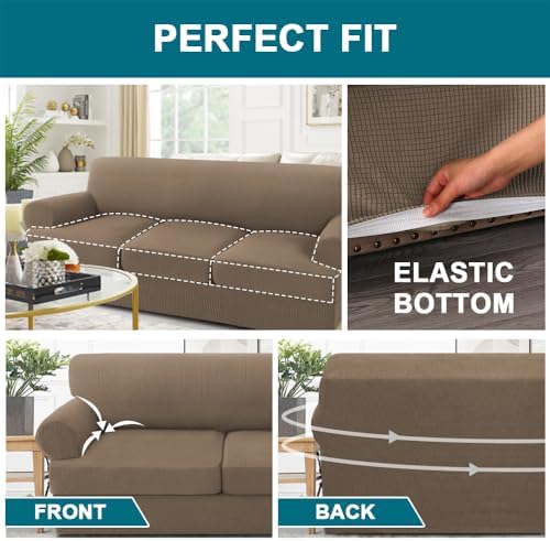 Turquoize 4 Piece T Cushion Sofa Slipcovers with 3 Cushions