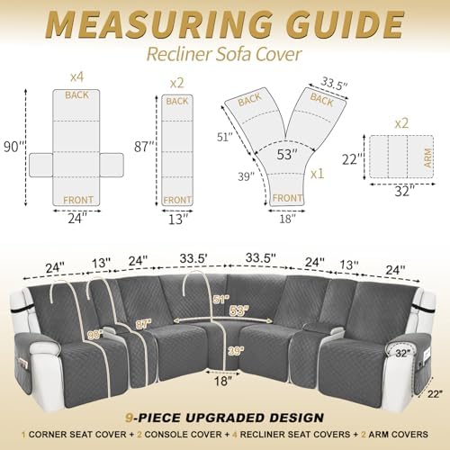 Waterproof Recliner Sectional Couch Cover Set for Dog Furniture