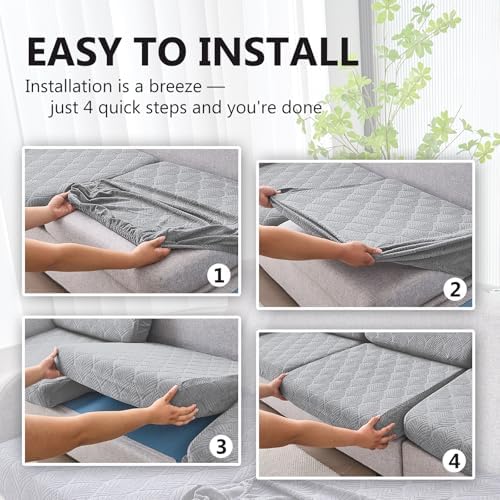 Genina Waterproof Couch Cushion Cover - L Shape Chaise Lounge Fit