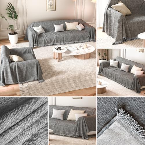 L Shaped Couch Covers 2 Piece Deep Grey