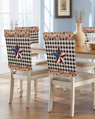 4th of July Chair Covers Set of 4 Patriotic Star American Flag Slipcovers
