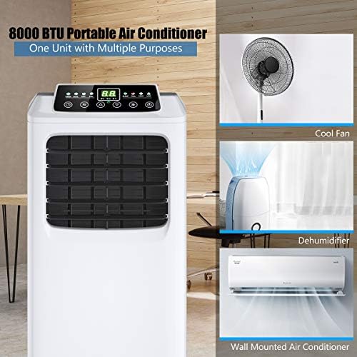 COSTWAY 8000 BTU Portable Air Conditioner with Dehumidifier Function and Remote Control