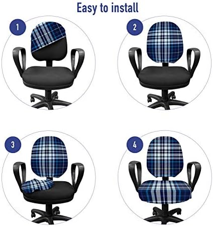 Ambesonne Navy Plaid Office Chair Slipcover Set